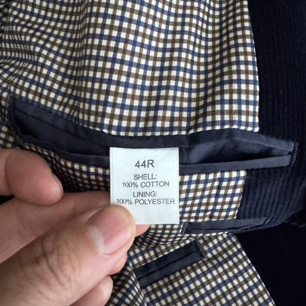 Saddlebred‎ Blazer Mens 44R Navy Blue Solid Heritage Corduroy Elbow Patch Jacket